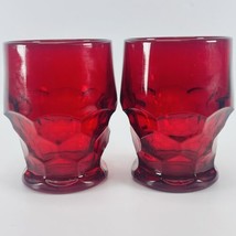 Viking Glass Georgian Ruby Red Honeycomb 8 oz Water Lowball Tumbler VTG Lot of 2 - £15.71 GBP