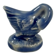 Wade Whimsies Vintage Hand-Painted Ceramic Swan Duck Goose Blue Glaze Figurine - £7.09 GBP