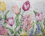 Fabric Tablecloth60x124&quot;Rectangle,SPRING COLORFUL FLOWERS,TULIPS,EMPRESS... - £27.58 GBP