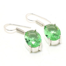 Green Tourmaline Oval Gemstone Handmade Fashion Earrings Jewelry 1.40&quot; SA 3624 - £4.16 GBP