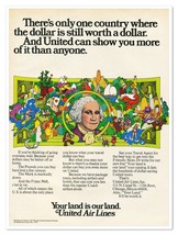 Print Ad United Air Lines The US Dollar Groovy Art Vintage 1972 Advertisement - £7.58 GBP