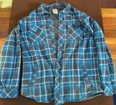 Voyager Mens Flannel Shirt L Thermal Lined Jacket Shacket Long Sleeve Pl... - $19.34