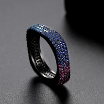 Punk 4 Color Design Rhinestone Stackable Ring For Men Woemns Fashion Blue Purple - £17.20 GBP