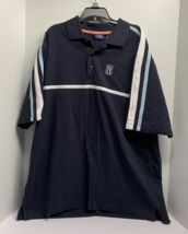 PGA Tour Mens Size XL Blue White Short Sleeve Polo Shirt Top 1/2 Button - £7.88 GBP