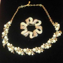Gold Pearl and rhinestone beaded necklace/brooch - $31.68