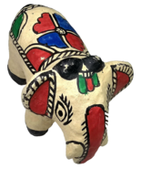 Vtg Madhubani Style Hand Painted Elephant Paper Mache Folk Art Figure Fi... - $41.60 CAD