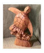 SEA TORTOISE TURTLE Wood Carved Figurine Aquatic Ocean Water Marine Sea ... - $28.03 CAD