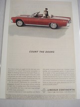 1962 Color Ad Red Lincoln Four-Door Convertible Count the Doors - £6.26 GBP