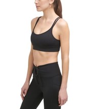 DKNY Womens Solid Strappy Sports Bra Size Large Color Black - £34.70 GBP