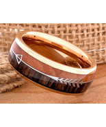  Men&#39;s and Women&#39;s Fashion Rose Gold Tungsten Carbide Ring Koa Wood Inla... - £23.55 GBP