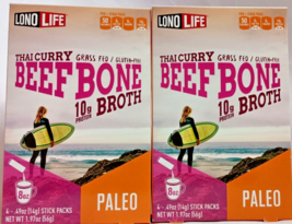 LonoLife Thai Curry Beef Bone Broth 10g Protein 8 Sticks Exp 10/25  - $17.95