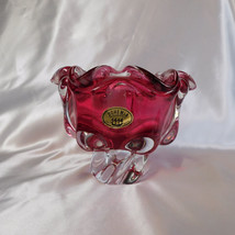 Pink Art Glass Bohemia 4444 Bowl Vase # 22613 - £18.95 GBP