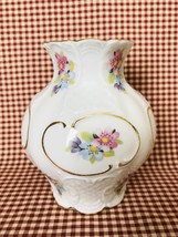 Vintage 1970s Lindner Handarbeit Floral Bud Vase w/Gold Trim, Made in W.... - $38.00
