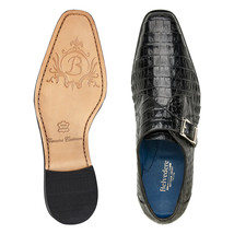 Belvedere Shoes Genuine Caiman Crocodile Monk Strap R99 Angelo Black image 2