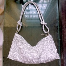 Silver Rhinestone Handbags for Women Designer Luxury Glitter Bags Lady Fashion P - £43.00 GBP