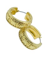 VINTAGE GOLD CREOLES; Vintage 80s; Grandes Créoles Plates Hoop Earrings - £44.08 GBP