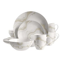 Dinnerware Set 16 Piece Electric Gold Marble Service for 4 - $1,362.79 MXN