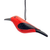 Scarlet Tanager Bird Fair Trade Nicaragua Wood Handcrafted Ornament - $16.78