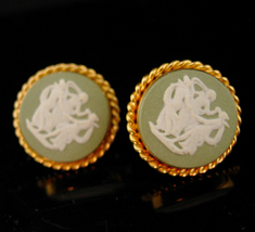 Victorian gold filled cameo earrings - Antique Neoclassical van dell 3 graces go - £113.91 GBP