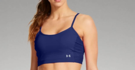 NWT Womens M $50 Under Armour Sports Bra New Adjustabl Crop Top Vent Blu... - £37.23 GBP