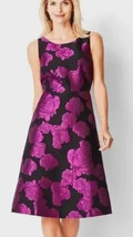 RSVP by Talbots Black with Purple Iridescent Jacquard Roses A-line Dress... - $36.10