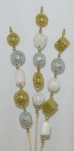 Tii Collections G1962 Gold White Silver Glitter Ball Beaded Floral Spray 25 Inch image 2