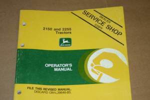 JD John Deere 2150 2255 Tractor Operators Manual - $24.95