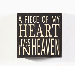 Black A Piece Of My Heart Lives in Heaven Wood Box Sign 5.75" - £8.10 GBP