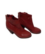 Sam Edelman Women Lisle Red Leather Ankle Boot Size 5 Western Chic Booties - £45.10 GBP