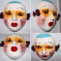Vintage Handmade Lady Face Mask Ceramic Clay Decor - £23.46 GBP