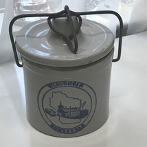 Wisconsin Homestead Lidded Cheese Butter Crock w/ Bale Wire Closure 5” - $13.09