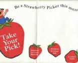 Be a Strawberry Picker This Month Placemat Strawberry Shortcake Ice Crea... - £12.70 GBP