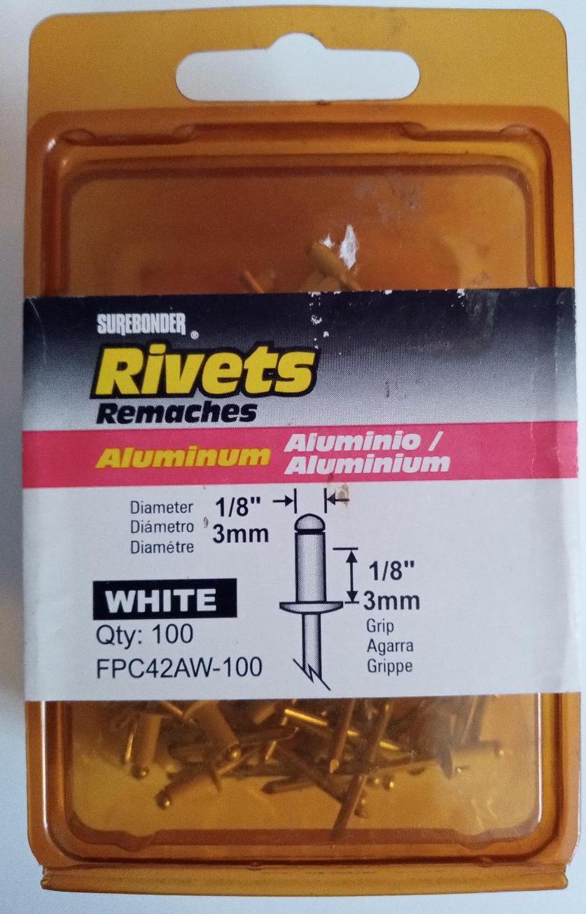 Image 1 of Surebonder Rivets Remaches Aluminum White 3mm 1/8 inches