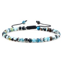 4mm Natural Mini Beads Bracelets for Women Men Round Agates Onyx Stone Yoga Brai - £11.24 GBP