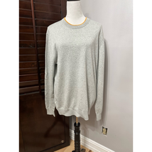 French Connection Mens Pullover Sweater Gray Crew Neck Trim Tight Knit XL New - $30.50