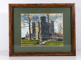 Beverly Castle 1890&#39;s Beverly Hills Chicago Gray&#39;s Watercolor Framed Print - £55.39 GBP