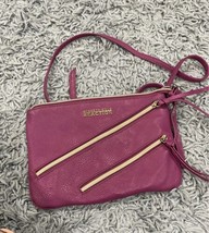 Kenneth Cole Reaction Magenta Crossbody Gold Accents Multiple Zippers - $13.09