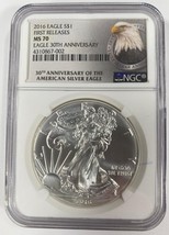 2016 Argent American Eagle Classé Par NGC Comme MS-70 Premier Libère 30th - $126.05