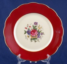  Royal Bayreuth Ardalt 7.75&quot; Plate Burgundy Rim Floral 7012 Germany US Zone Exc - £7.86 GBP