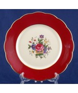 Royal Bayreuth Ardalt 7.75" Plate Burgundy Rim Floral 7012 Germany US Zone Exc - $10.00