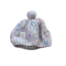 Knitted Baby Beanie Hat Newborn Soft Multi-Colored Yarn Pom Pom Topper - $199.70 MXN