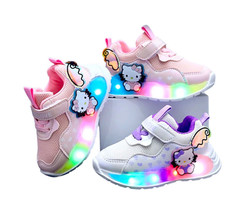 Hello Kitty Girls Light Up Sneakers Toddlers Casual Sports Shoes Kids Tr... - £21.14 GBP