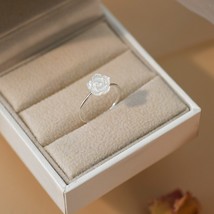 Natural Shell Flower Ring 925 Sterling Silver Handmade Jewelry Unique for Women  - £14.67 GBP