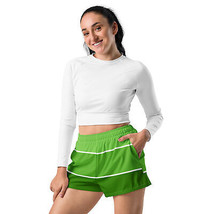 New Women’s Recycled Athletic Shorts Stretch Elastic Waist Pockets Green - $25.99+
