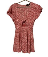 Lulus Dondi Red and White Floral Print Tie-Front Short Sleeve Romper - $19.79