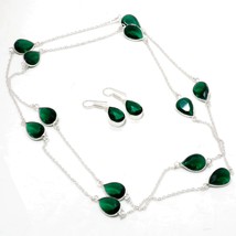 Chrome Diopside Pear Shape Handmade Fashion Necklace Set Jewelry 36&quot; SA ... - £5.53 GBP