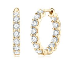  Hoops 100% 925 Sterling Silver Real 3Moissanite Stud Earrings For Women Sparkli - £58.23 GBP