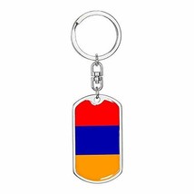 Armenia Flag Swivel Keychain Dog Tag Stainless Steel or 18k Gold - $44.50