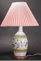 Bittosi Italian Ceramic llarge Table Lamp multicolor pink silk shade - £275.96 GBP