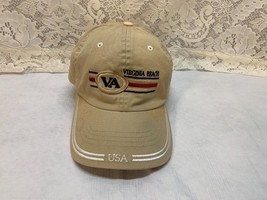 VA Virginia Beach USA Tan Baseball Cap Trucker Hat Adjustable - $12.69
